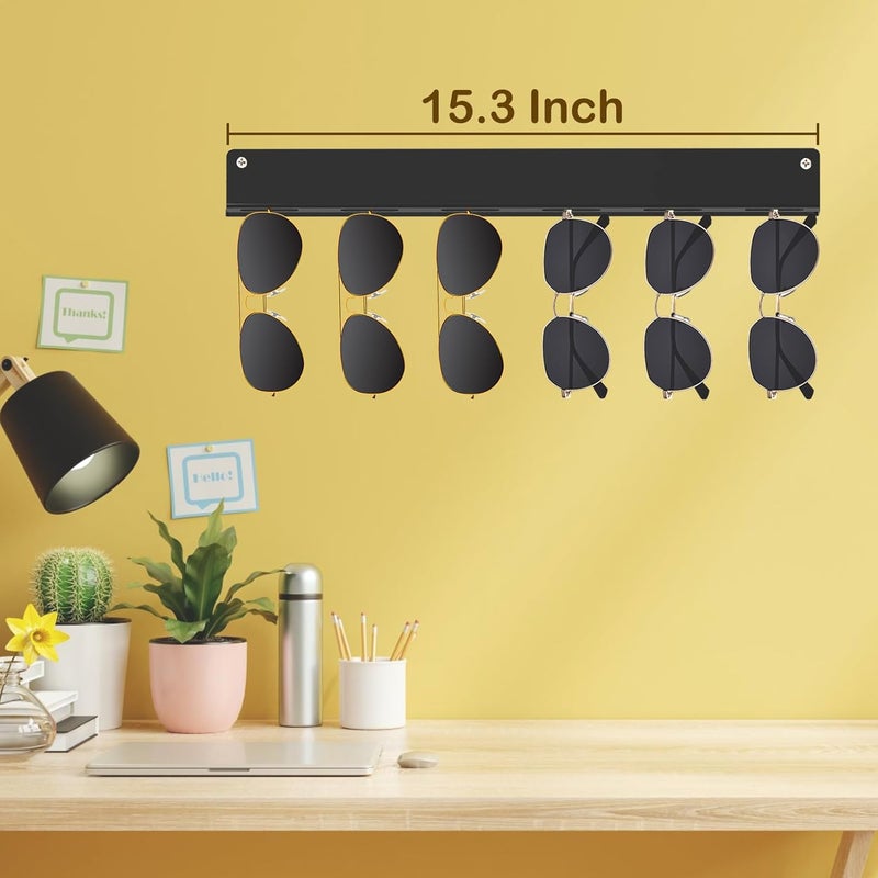 Bigfety Hanging Sunglasses Wall Organizer, Glasses Holder Wall for Display, Acrylic Multiple Eyeglasses Rack 3 Pack, Black - Image 4
